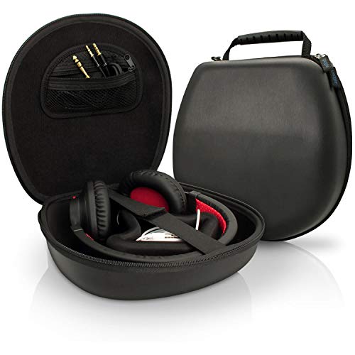 iGadgitz U3804 -  Carcasa Rígida EVA, Funda de Transporte, Bolsa para Auriculares (Sony, Philips, Pioneer, Senheisser, Marshall, Shure, Beats, Bose, etc), Negro