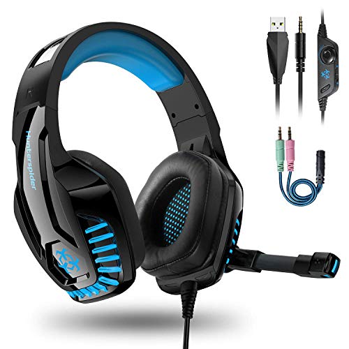 Igrome Auriculares Gaming PS4,Cascos Gaming con Micrófono de Mac Estéreo Cascos Gaming con 3.5mm Jack Luz LED Bajo Ruido Auriculares Gaming Compatible con PS4/PC/Mac/Xbox One/Nintendo Switch