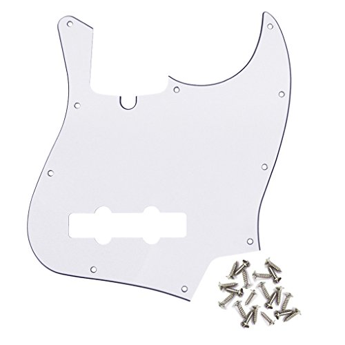 IKN 10 Hole J Bass Pickguard with Screws for Fender American/Mexican Made Standard Jazz Bass Style Pickguard Replacement,3Ply White/Black/White