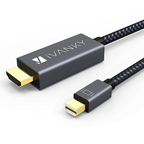 IVANKY Cable Mini DisplayPort a HDMI, Cable Mini DP (Thunderbolt 1/2) a HDMI, 2M, Full HD 1080P Compatible con MacBook, MacBook Air, Surface Pro, iMac, Monitor, Proyector - Gris Espacio