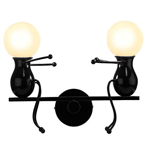 KAWELL Humanoide Creativo Lámpara de Pared Moderno Luz de Pared Simple Apliques de Pared Art Deco Max 60W E27 Base Hierro Titular para Dormitorio, Escalera, Pasillo, Restaurante, Cocina, Negro KAWELL Humanoide Creativo Lámpara de Pared Moderno Luz de Pared Simple Apliques de Pared Art Deco Max 60W E27 Base Hierro Titular para Dormitorio, Escalera, Pasillo, Restaurante, Cocina, Negro