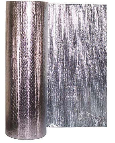 Lámina de aislamiento metálico Solar Bay, 30 m2, color plateado, 2 en 1, de polímero, doble lámina, con una sola burbuja de 4 mm, grosor de 1,2 x 25 m Lámina de aislamiento metálico Solar Bay, 30 m2, color plateado, 2 en 1, de polímero, doble lámina, con una sola burbuja de 4 mm, grosor de 1,2 x 25 m