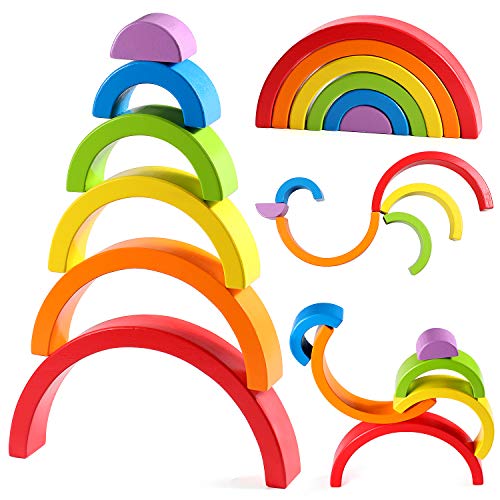 Lewo Juguetes Educativos Apilador de Arcoiris de Madera Puzzle de Anidamiento Grande Jugar Bloques Bloques de Construcción para Niños Niño Niña Lewo Juguetes Educativos Apilador de Arcoiris de Madera Puzzle de Anidamiento Grande Jugar Bloques Bloques de Construcción para Niños Niño Niña