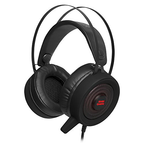 Mars Gaming MH318 - Auriculares gaming (surround 7.1, iluminación RGB Flow, diadema de suspensión, drivers neodimio 50mm, tecnología SENSUS, micrófono de perfil bajo) color negro