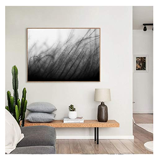 Minimalist Poster Black and White Art Grasses Canvas Prints Modern Nordic Wall Art Picture  Living Room Home Decor 20x28 IN No Frame
