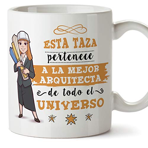 MUGFFINS Arquitecta Tazas Originales de café y Desayuno para Regalar a Trabajadores Profesionales - Esta Taza Pertenece a la Mejor Arquitecta del Universo - Cerámica 350 ml MUGFFINS Arquitecta Tazas Originales de café y Desayuno para Regalar a Trabajadores Profesionales - Esta Taza Pertenece a la Mejor Arquitecta del Universo - Cerámica 350 ml