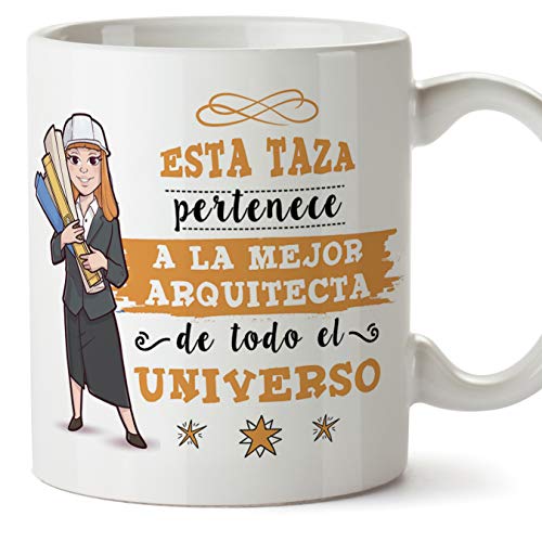 MUGFFINS Arquitecta Tazas Originales de café y Desayuno para Regalar a Trabajadores Profesionales - Esta Taza Pertenece a la Mejor Arquitecta del Universo - Cerámica 350 ml