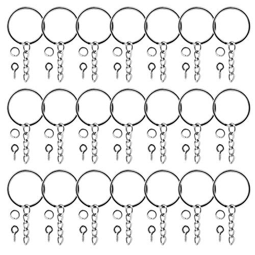 Naler Juego de 120 Piezas Llaveros con Cadena + Anillas Abiertas + Pasadores de Tornillo para Manualidades DIY (25 mm de Diámetro) Naler Juego de 120 Piezas Llaveros con Cadena + Anillas Abiertas + Pasadores de Tornillo para Manualidades DIY (25 mm de Diámetro)