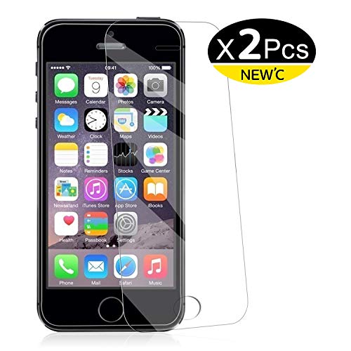 NEW'C Protector de Pantalla para iPhone 5, iPhone 5S, iPhone SE, iPhone 5C Vidrio Templado - 2 Unidades