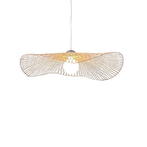 Noble House Lámpara De Bambú Lámpara De Bambú Lámpara De Techo Creativa De Estilo De Sombrero De Paja Luces De Escalera Lámpara De Sala De Estar Alta Luz De ático Dúplex Diameter 85cm