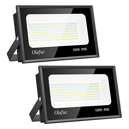 Olafus 2 Pack 100W Focos LED Exterior, IP66 Impermeable 11000LM 5000K Blanco Frío Floodlight LED, Equivalente a 550W Halógeno, Foco para Iluminación de Seguridad, Almacén, Garaje, Patio, Fábrica Olafus 2 Pack 100W Focos LED Exterior, IP66 Impermeable 11000LM 5000K Blanco Frío Floodlight LED, Equivalente a 550W Halógeno, Foco para Iluminación de Seguridad, Almacén, Garaje, Patio, Fábrica