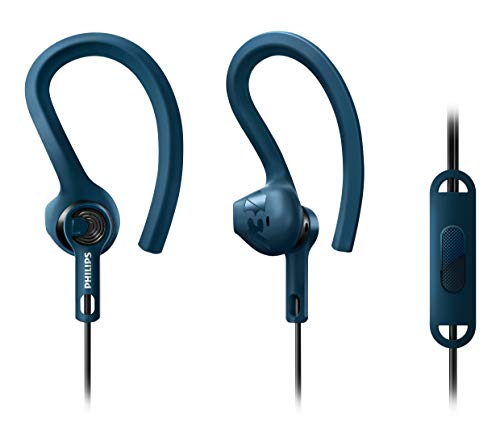 Philips SHQ1405BL/00 Auriculares Deportivos con micrófono, Cable Reforzado con Kevlar, Resistentes al Sudor y Agua, Azul Philips SHQ1405BL/00 Auriculares Deportivos con micrófono, Cable Reforzado con Kevlar, Resistentes al Sudor y Agua, Azul