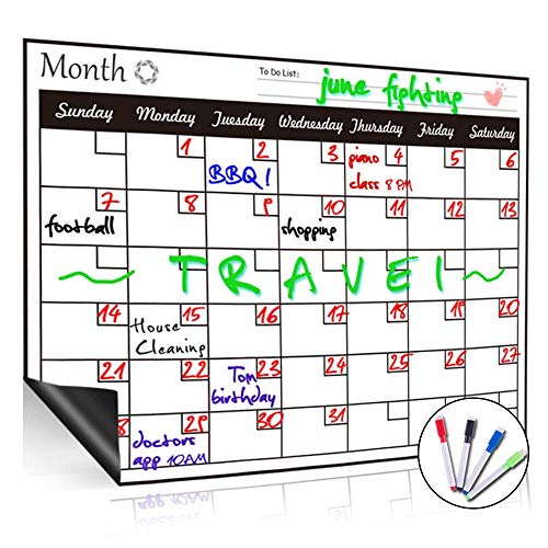 Pizarra blanca magnética de borrado en seco, con calendario mensual, organizador mensual y semanal, planificador para frigorífico de cocina, el aula escolar y sala de reuniones, color Horizontal Pizarra blanca magnética de borrado en seco, con calendario mensual, organizador mensual y semanal, planificador para frigorífico de cocina, el aula escolar y sala de reuniones, color Horizontal