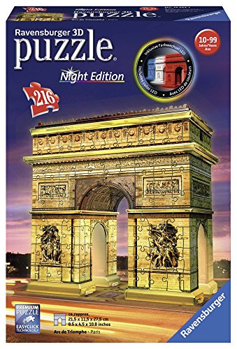 Ravensburger- ARC De Triomphe Edition Puzzle 3D Arco del Triunfo Night 216 Piezs. (12522)