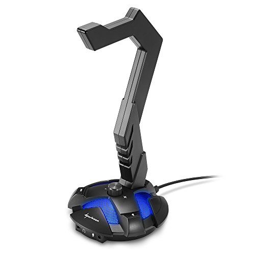 Sharkoon X-Rest 7.1 - Soporte para Auriculares, USB, Tarjeta de Sonido, Negro