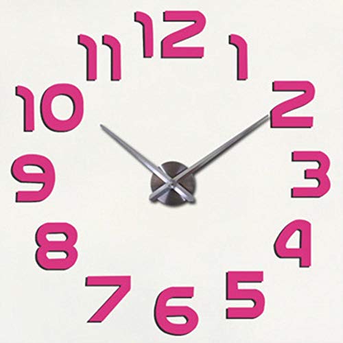 SHENBEIK Reloj de Cuarzo, manecillas y Relojes, Reloj de Pared 3D auténtico, Espejo rústico, Pegatinas, decoración para el salón, Reloj de Pared Digital, Rosa, 47inch