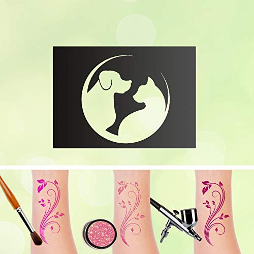 Tattoo Plantilla perro y gato auto-adhesivos Niños Maquillaje Airbrush Makeup Cat Dog Tattoo Plantilla perro y gato auto-adhesivos Niños Maquillaje Airbrush Makeup Cat Dog