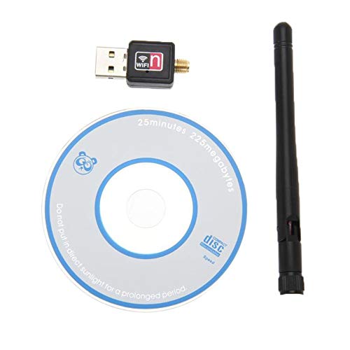 Triamisu 150M USB WiFi Adaptador de LAN inalámbrica Antena 2dBi de Largo Alcance para computadora de computadora de Escritorio A Oficina o Red doméstica Fácil de Instalar - Negro