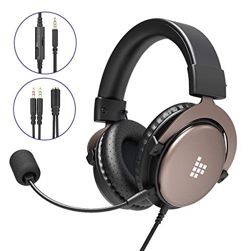 Tronsmart SONO Auriculares Gaming PS4 Estéreo con Micrófono Plegable para PC PSP Xbox One,Cascos Gaming controlador de 50MM,Sonido Envolvente,Control de Volumen,Cancelación de Ruido, Diadema Acolchada