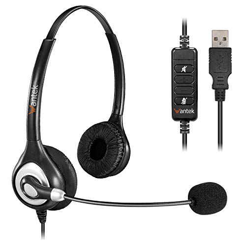 Wantek Auriculares USB Estéreo con Micrófono con Cancelación de Ruido y Controles en Línea, Cascos Business UC para Skype, Softphone, Centros de Llamadas, Voz Cristalina, Ultra Cómodo(UC602) Wantek Auriculares USB Estéreo con Micrófono con Cancelación de Ruido y Controles en Línea, Cascos Business UC para Skype, Softphone, Centros de Llamadas, Voz Cristalina, Ultra Cómodo(UC602)