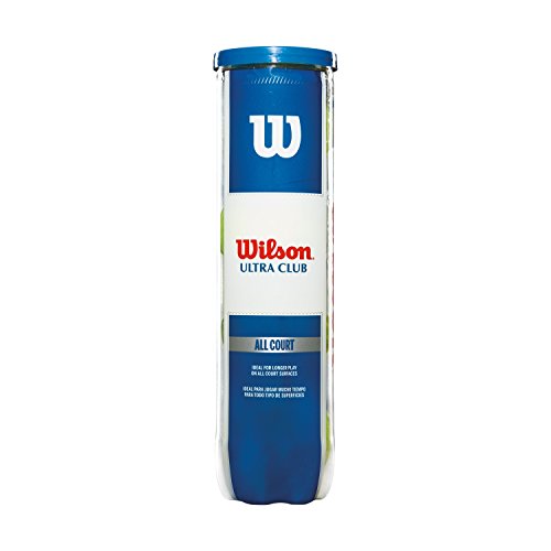 Wilson Pelotas de tenis, Ultra Club All Court, Para todas las pistas, Juego de 4 pelotas, WRT116000 Wilson Pelotas de tenis, Ultra Club All Court, Para todas las pistas, Juego de 4 pelotas, WRT116000
