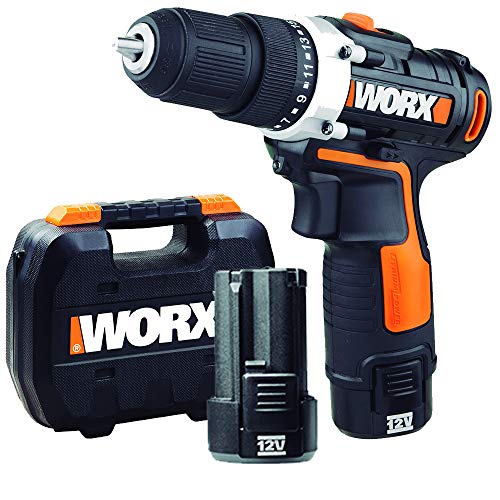 WORX WX128.3 Taladro Atornillador 12V 2Ah 2bat, 12 W, 12 V, Negro