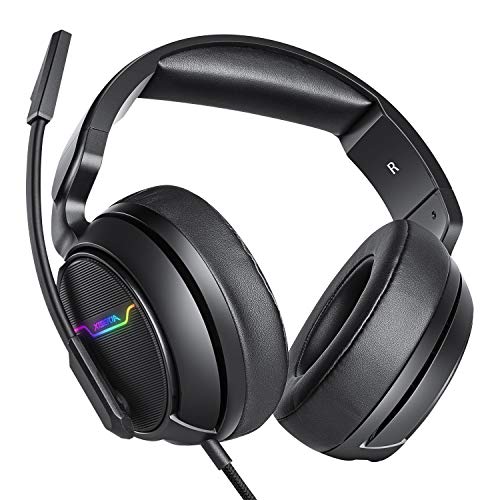 XIBERIA-Auriculares para Xbox One, PS4, Auriculares para Juegos, Auriculares estéreo de 3,5 mm con micrófono de Memoria Suave para PC, Ordenador portátil, Videojuego con Control de Volumen Flexible