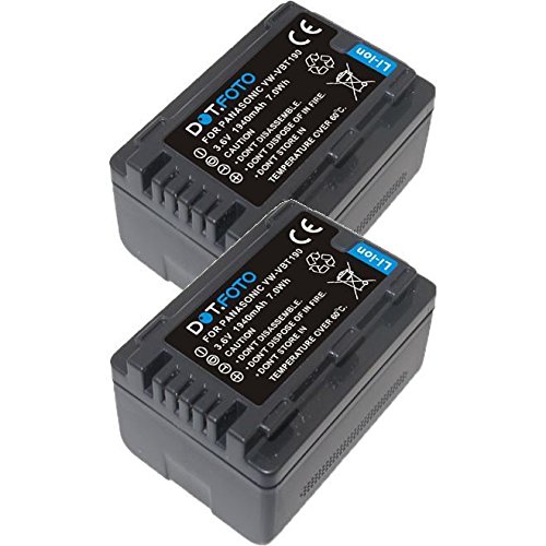 2 x Panasonic VW-VBT190 PREMIUM Dot.Foto Batería de Reemplazo - 3.6V/1940mAh - Garantía de 2 años [Vea compatibilidad en la descripción]