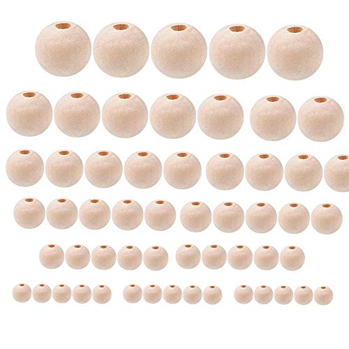 300 piezas 6 tamaños de cuentas de madera sin terminar, bolas de madera natural redondas para manualidades, bricolaje, joyería, pulsera, guirnalda de pelo 300 piezas 6 tamaños de cuentas de madera sin terminar, bolas de madera natural redondas para manualidades, bricolaje, joyería, pulsera, guirnalda de pelo