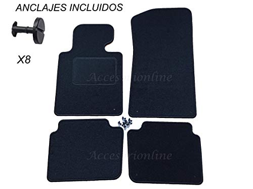 Accesorionline Alfombrillas para BMW Serie 3 (1999-2005) a Medida con talonera E46 berlina Compact Coupe Touring