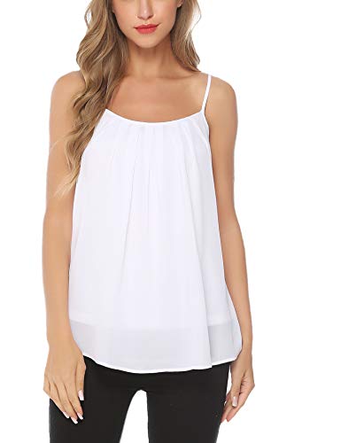 Aibrou Mujer Camisola de Verano Cami Tank Tops Dama Color Solido Correa Suelta Columpios con Volantes Blusa Camiseta sin Mangas