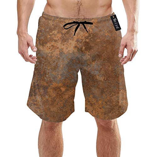 Alysai Textura de Metal Oxidado Viejo Un Traje de baño de Alta resolución para Hombre Shorts de Playa de Secado rápido con Bolsillos M
