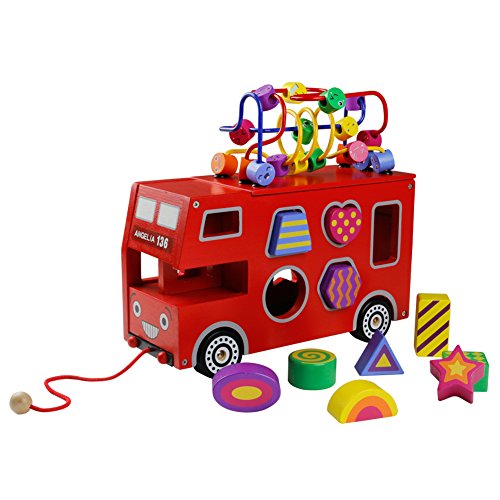 Autobús de Madera, Autobús de Juguete Tracción Coche Niños Rojo Camion Recuerdos De Madera Niños 3 4 5 6 Autobús de Madera, Autobús de Juguete Tracción Coche Niños Rojo Camion Recuerdos De Madera Niños 3 4 5 6