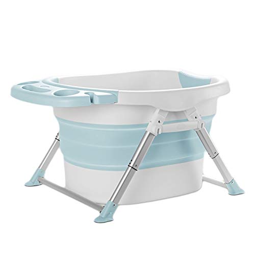 Bañera Plegable Portátil 3 En 1 Hogar Bañera Plegable De Aluminio Portátil, El Barril De Baño Bañera Infantil Más Estables, Piscina Recién Nacido 3 Colores 79X56X43cm (Color : Blue)