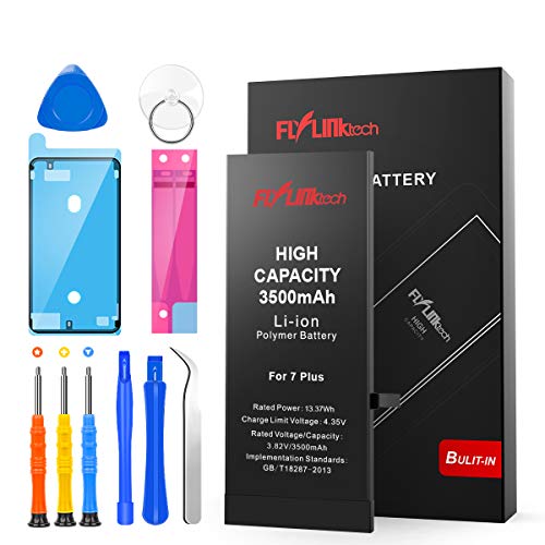 Batería para iPhone 7 Plus 3500mAH Reemplazo de Alta Capacidad, FLYLINKTECH Batería con 21% más de Capacidad Que la batería Original y con Kits de Herramientas de reparación, Cinta Adhesiva Batería para iPhone 7 Plus 3500mAH Reemplazo de Alta Capacidad, FLYLINKTECH Batería con 21% más de Capacidad Que la batería Original y con Kits de Herramientas de reparación, Cinta Adhesiva