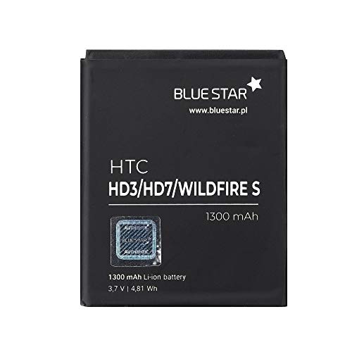 Blue Star Premium - Batería de Li-Ion Litio 1300 mAh de Capacidad Carga Rapida 2.0 Compatible con el HTC HD3 / HD7 / Wildfire S
