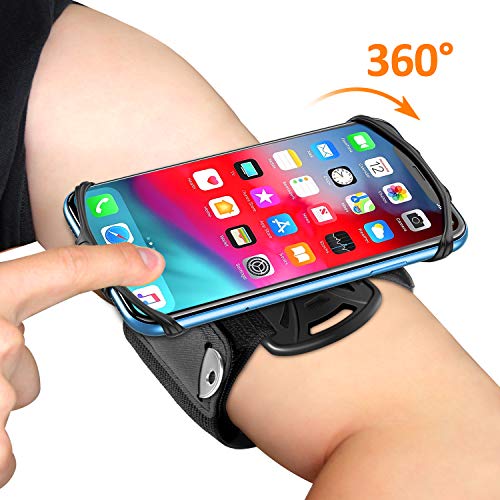 Bovon Brazalete Movil Running, Brazalete Deportivo Movil con Rotación 360°, Porta Movil Ajustable Universal para Gimnasio/Senderismo, Compatible con iPhone 11 Pro MAX/XR/8, Galaxy S10 Plus, Xiaomi