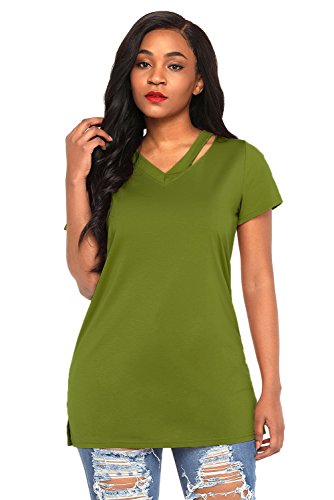 Camiseta básica de ajuste holgado verde, camiseta con tirantes en la parte superior, blusa para fiestas, camiseta de estilo informal, talla XXL, verano.