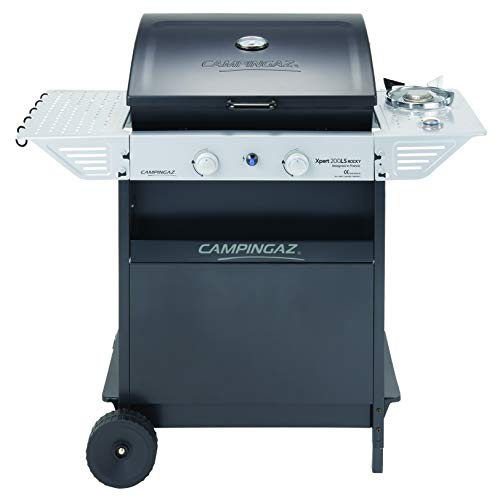 Campingaz Xpert 200 LS Rocky Barbacoa gas piedra volcanica, parrilla gas con 2 quemadores compactos, 8.2 kW de potencia, 2 parrillas de hierro fundido, 2 mesas laterales y carro de acero Campingaz Xpert 200 LS Rocky Barbacoa gas piedra volcanica, parrilla gas con 2 quemadores compactos, 8.2 kW de potencia, 2 parrillas de hierro fundido, 2 mesas laterales y carro de acero