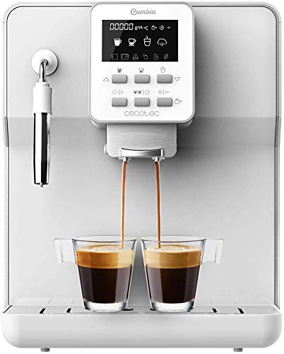 Cecotec cafetera megautomática Power Matic-ccino 6000 Serie Bianca. 19 bares,1-2 cafés, sistema de rápido calentamiento, pantalla LCD, depósito café 250 gr, molinillo integrado, 1350 W
