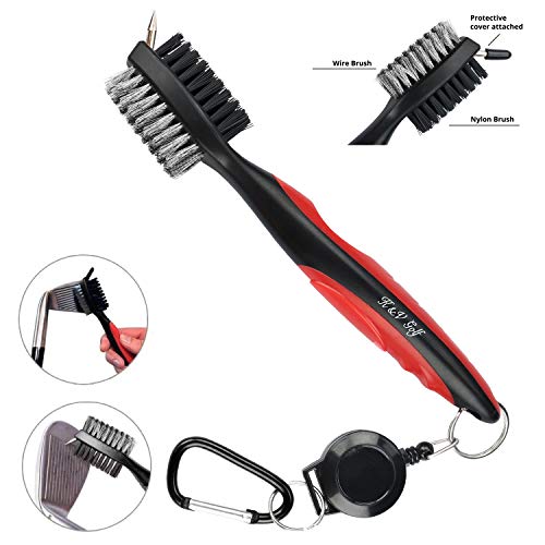 Cepillo Limpiar Palos de Golf y Hoyuelos por K&V Golf - Cepillo de Dos Lados Nailon y Acero con Punta para Limpiar la Cara del palo y los Hoyuelos - Clip (Mosquetón) Para Colgar Fácilmente de la Bolsa (Rojo) Cepillo Limpiar Palos de Golf y Hoyuelos por K&V Golf - Cepillo de Dos Lados Nailon y Acero con Punta para Limpiar la Cara del palo y los Hoyuelos - Clip (Mosquetón) Para Colgar Fácilmente de la Bolsa (Rojo)