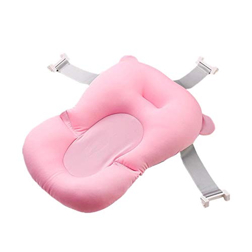 Cojín del baño del bebé recién nacido de baño antideslizante de malla del amortiguador de la función multi del asiento del cojín infantil flotante bañista Bañera Pad 1pc rosa