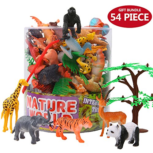 Conjunto de Juguetes Animales de Mini Selva de 54 Piezas,Favoritos de Fiesta de Animales de Mundo Zoológico para Chicos, Conjunto de Juguetes de Animales de Granja Pequeños de Bosque para los Niños Conjunto de Juguetes Animales de Mini Selva de 54 Piezas,Favoritos de Fiesta de Animales de Mundo Zoológico para Chicos, Conjunto de Juguetes de Animales de Granja Pequeños de Bosque para los Niños