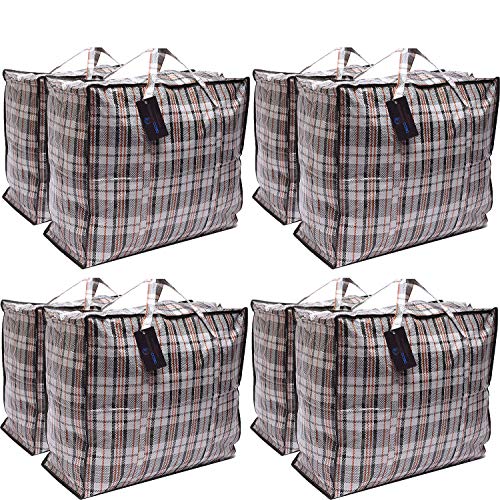 DECO EXPRESS Paquete de 8 Bolsas de Compras XX-Large Strong Storage Laundry - Bolsas XXL con Cremallera y Asas a Cuadros - Bolsa Reutilizable con Cierre de Cremallera (Surtido) DECO EXPRESS Paquete de 8 Bolsas de Compras XX-Large Strong Storage Laundry - Bolsas XXL con Cremallera y Asas a Cuadros - Bolsa Reutilizable con Cierre de Cremallera (Surtido)