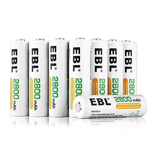 EBL 2800mAh AA de Alta Capacidad Ni-MH 1200 Ciclo de Pilas Recargables para los Equipos Domésticos con Estuches de Almacenamiento (8 Piezas)