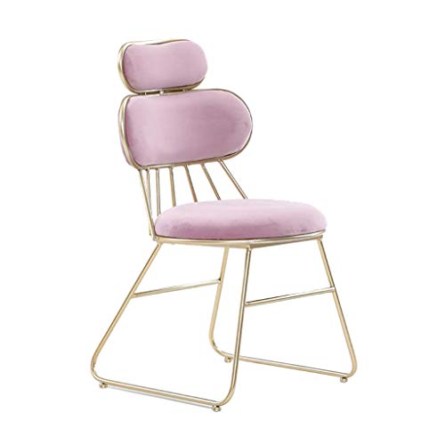 Family History Silla de Comedor Infantil, Tienda de Ropa Creativa Tienda de manicura Sillón Sillón Tocador de Maquillaje Taburete de Pelusa Silla Decorativa Muebles de Metal 83CM,pinkishpurple