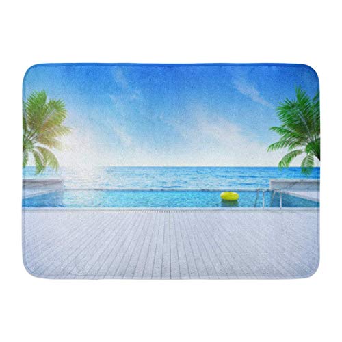 Felpudos Alfombras de baño Alfombra exterior / interior de la puerta Relajante terraza para tomar el sol en el verano y piscina privada cerca de la playa Vista panorámica al mar en la casa de lujo Dec Felpudos Alfombras de baño Alfombra exterior / interior de la puerta Relajante terraza para tomar el sol en el verano y piscina privada cerca de la playa Vista panorámica al mar en la casa de lujo Dec