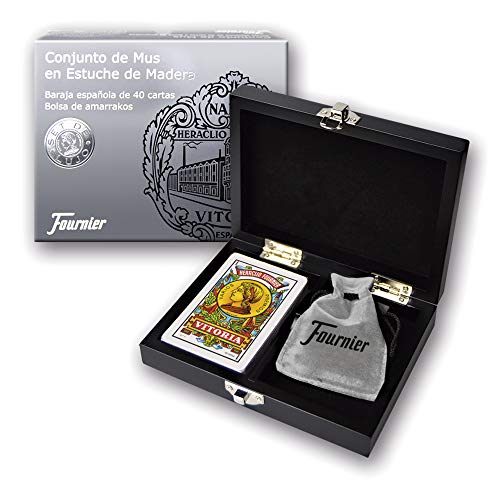 Fournier- Conjunto de Regalo Caja Madera de Mus Baraja y Amarracos, Color Negro (F43413) Fournier- Conjunto de Regalo Caja Madera de Mus Baraja y Amarracos, Color Negro (F43413)