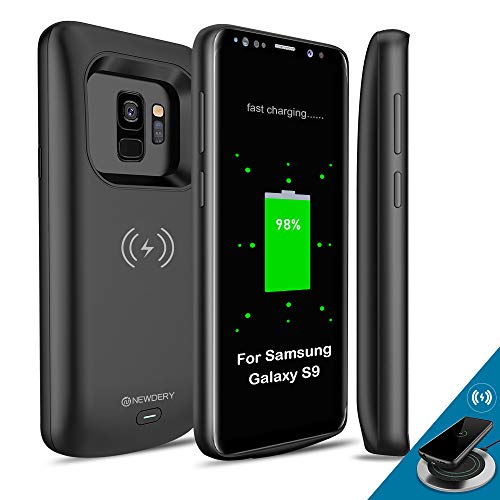 Funda de batería Qi para Samsung Galaxy S9, Compatible con Carga inalámbrica, 4700 mAh, Delgada, Recargable, Compatible con Samsung Galaxy S9 (5,8 Pulgadas), Color Negro