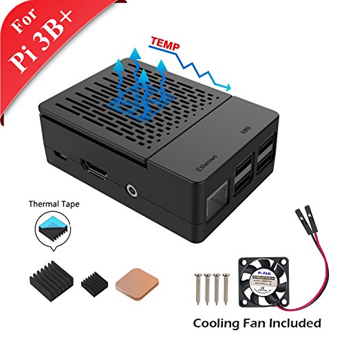 GeeekPi Funda para Raspberry Pi 3 Modelo B+ (B Plus), con Ventilador de refrigeración y disipadores térmicos 3PCS para Raspberry Pi 3/2 Modelo B (no Incluye Placa Raspberry Pi)(Negro)